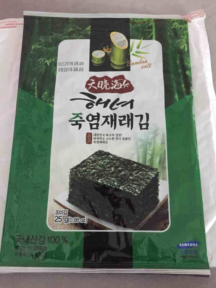 韩国进口 天晓海女海苔紫菜 儿童即食海苔脆片休闲零食大片装25g 竹盐味怎么样，好用吗，口碑，心得，评价，试用报告,第3张