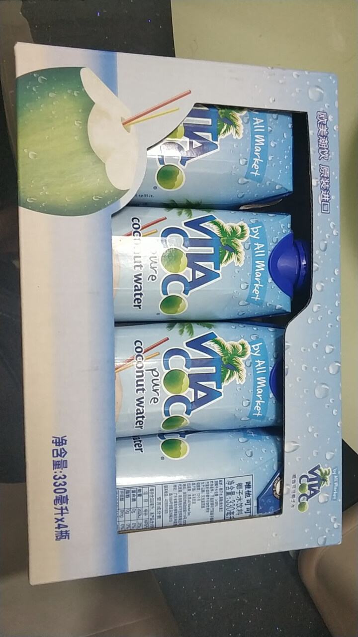 唯他可可（Vita Coco）天然椰子水进口NFC果汁饮料330ml*4瓶怎么样，好用吗，口碑，心得，评价，试用报告,第2张