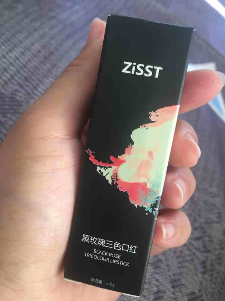 妹滋（ZiSST)黑玫瑰三色口红 巧克力黑色膏体钻石切面双面3色1支装*网红保湿滋润唇膏女士孕妇可用 （220#金属红/枫叶橘/朱砂红）怎么样，好用吗，口碑，心,第2张