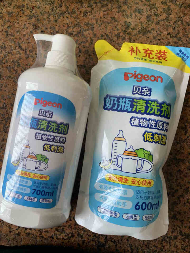 贝亲（Pigeon） 婴儿宝宝奶瓶清洗剂 植物性原料奶瓶清洗液洗洁精 奶瓶清洗剂700ML+补充装600ML PL156怎么样，好用吗，口碑，心得，评价，试用报,第2张