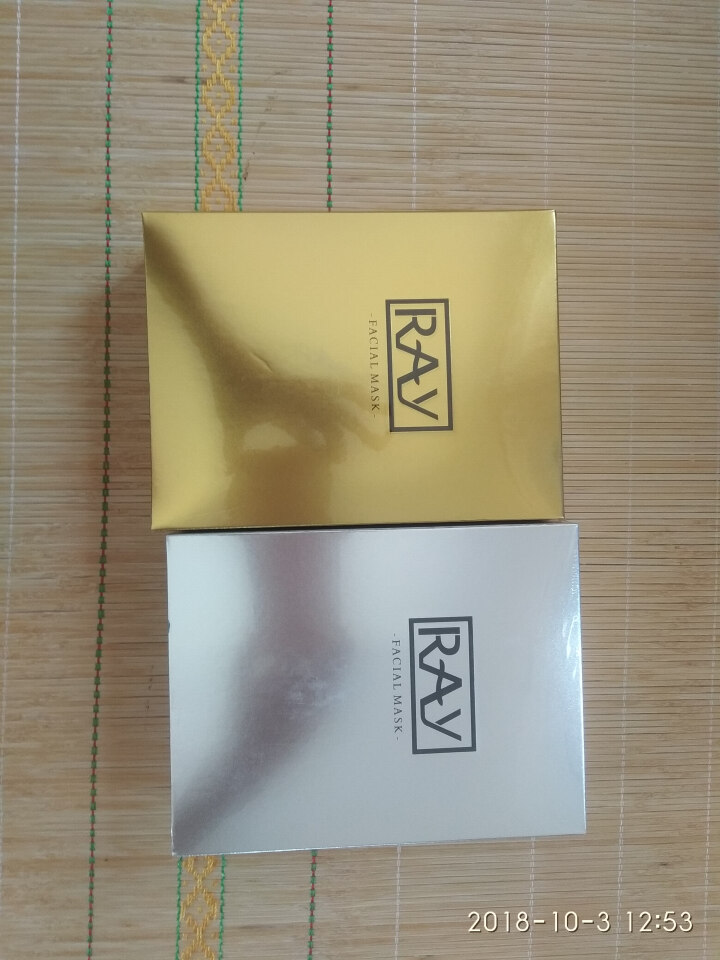 ray面膜泰国芮一版35g（保湿补水修复痘印收缩毛孔抗皱金银ray婴儿蚕丝面膜套装正品自营官方旗舰) 【10片/盒】 金色一盒 + 银色一盒怎么样，好用吗，口碑,第2张