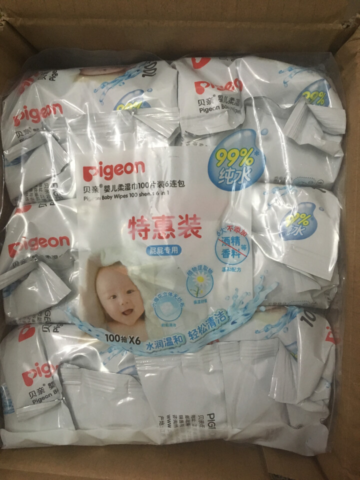 贝亲（Pigeon） 婴儿柔湿巾套装 宝宝湿巾组合装 屁屁清洁湿巾 PL347 100抽X6包怎么样，好用吗，口碑，心得，评价，试用报告,第2张