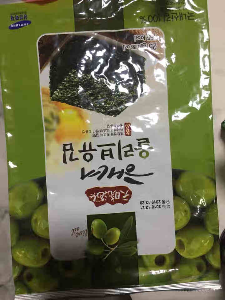 韩国进口 天晓海女海苔紫菜 儿童即食海苔脆片休闲零食大片装25g 橄榄油味怎么样，好用吗，口碑，心得，评价，试用报告,第2张