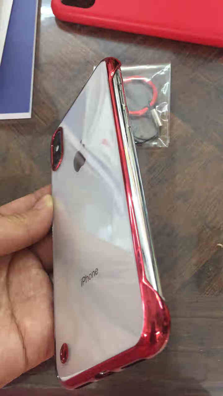 翼盾苹果X手机壳iphone xs max/6/7/8 Plus/xr超薄保护防摔透明简约无边框硬壳 电镀红 【送金属指环扣+9D全屏膜】 苹果X/xs怎么样，,第3张