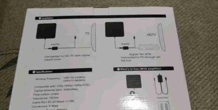 NOGPS 数字电视天线DTMB地面波数字高清电视机天线家用有线电视接收器免费看电视机小米天线机顶盒 推荐家用电视机天线黑色+放大器10米 天线+放大器怎么样，,第2张