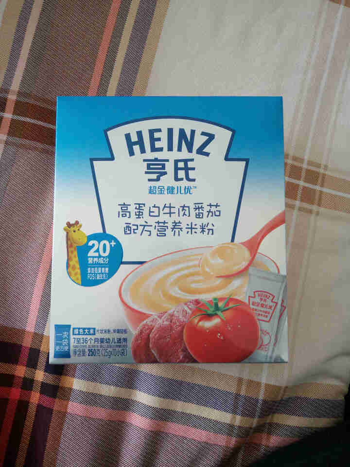 亨氏 (Heinz) 2段婴幼儿辅食 牛肉和番茄配方 超金健儿优高蛋白营养米粉 盒装 250g(7,第2张