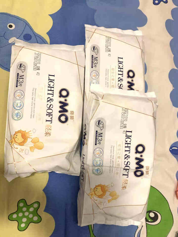 奇莫(Q·MO)轻柔纸尿裤 男女宝宝通用婴儿尿不湿防侧漏干爽锁水轻薄奇莫尿布湿试用装 M中码试用装3包9片【6,第2张