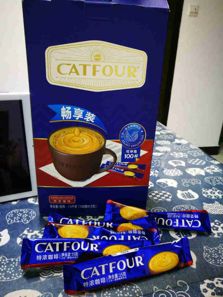 【100条礼盒】Catfour特浓咖啡1+2提神速溶咖啡粉三合一加量1500g 特浓礼盒 特浓咖啡100条/礼盒装怎么样，好用吗，口碑，心得，评价，试用报告,第2张