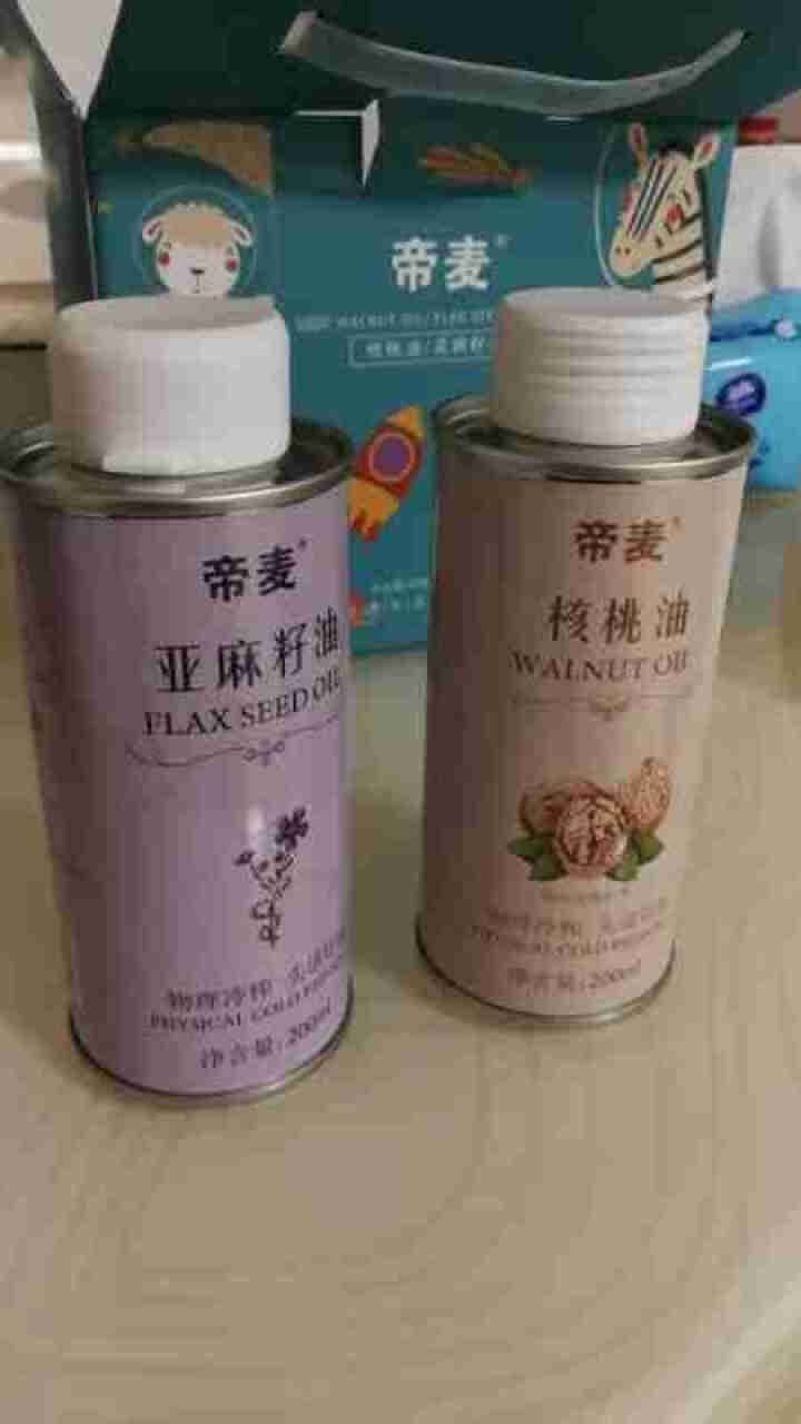 帝麦 物理冷榨核桃油200ml+亚麻籽油200ml礼盒1+1食用油组合装 适用于婴幼儿怎么样，好用吗，口碑，心得，评价，试用报告,第4张