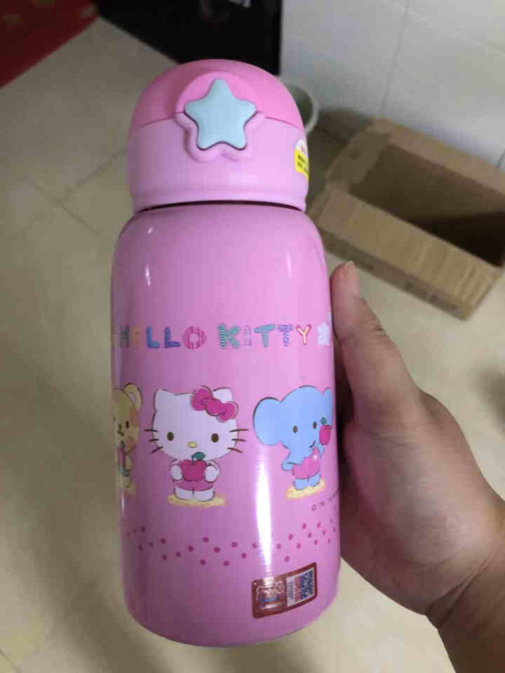 凯蒂猫（Hello Kitty）儿童保温杯带吸管男女学生水杯子带杯套304不锈钢水壶 玫红（550ml）怎么样，好用吗，口碑，心得，评价，试用报告,第3张