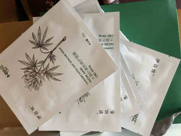 INBRIZ伊百悦大麻叶美肌修护面膜CBD大麻祛痘熬夜面膜修复敏感肌急救补水美肌面膜送免洗酒精喷雾 1盒装 每片含50mg CBD怎么样，好用吗，口碑，心得，评,第3张