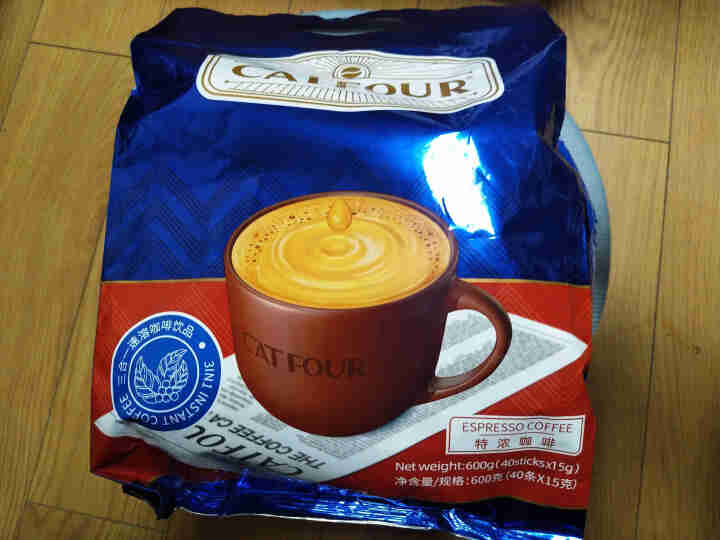 Catfour 特浓咖啡160条/40条 提神速溶三合一咖啡粉600g 蓝山风味黑咖啡组合 正品特惠 特浓咖啡 40条600g*1袋怎么样，好用吗，口碑，心得，,第4张