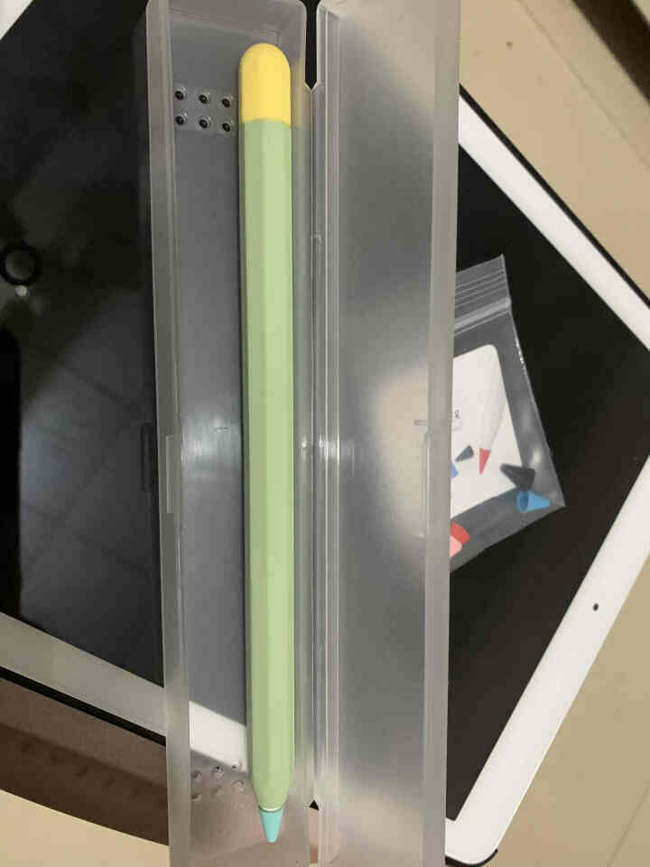 Apple Pencil保护套一代苹果触控笔套轻薄软硅胶防摔防丢平板iPad手写笔配件 分体【牛油果绿+黄】一代专用怎么样，好用吗，口碑，心得，评价，试用报告,第2张