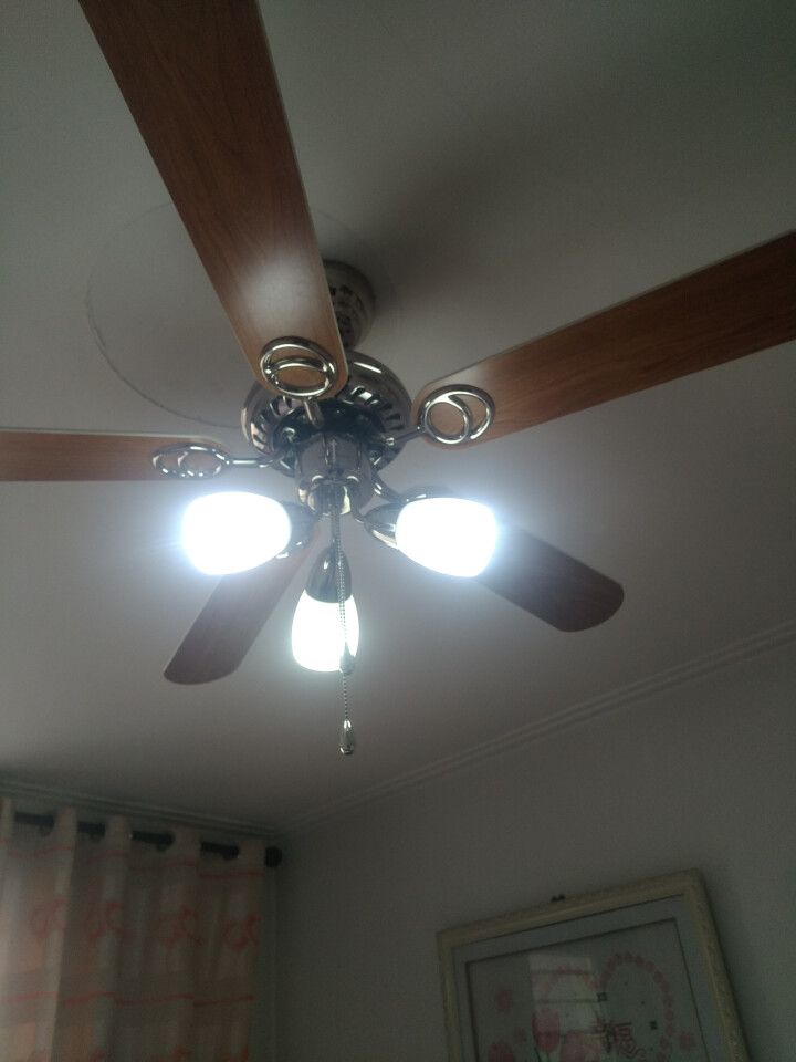 博仕尼吊扇灯客厅风扇灯欧式复古餐厅铁艺家用风扇吊灯双面叶led遥控