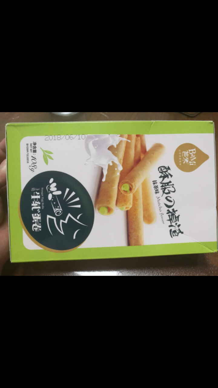 芭米（bami） 蛋酥卷 牛扎夹心鸡蛋卷 108g传统糕点酥脆饼干休闲零食 抹茶味108g怎么样，好用吗，口碑，心得，评价，试用报告,第3张