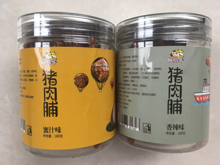 风马牛 肉干肉脯休闲零食猪肉脯靖江特产2018新款 360g/2罐 蜜汁香辣原味3种口味 1罐蜜汁 1罐香辣怎么样，好用吗，口碑，心得，评价，试用报告,第2张