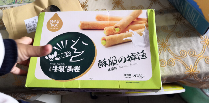 芭米（bami） 蛋酥卷 牛扎夹心鸡蛋卷 108g传统糕点酥脆饼干休闲零食 抹茶味108g怎么样，好用吗，口碑，心得，评价，试用报告,第3张