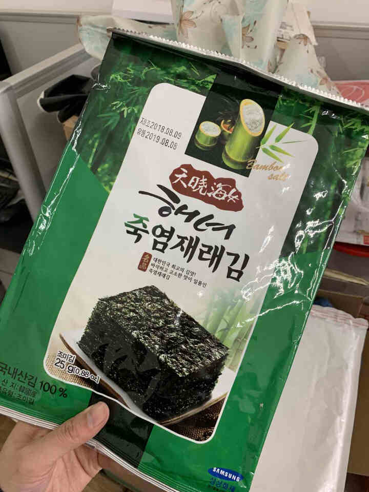 韩国进口 天晓海女海苔紫菜 儿童即食海苔脆片休闲零食大片装25g 竹盐味怎么样，好用吗，口碑，心得，评价，试用报告,第3张