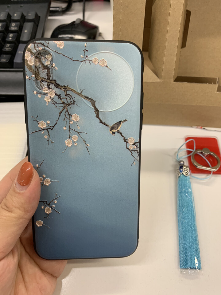 MEKS iPhoneX手机壳 中国风XR全包彩绘XS Max保护软壳7/8plus硅胶软壳6s防摔 皎月梅花 iPhone X怎么样，好用吗，口碑，心得，评价,第3张