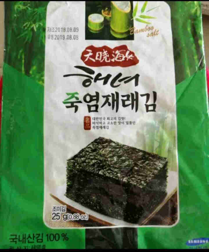 韩国进口 天晓海女海苔大片装 香脆紫菜零食即食海苔寿司海苔儿童海苔脆片竹盐味25g怎么样，好用吗，口碑，心得，评价，试用报告,第4张