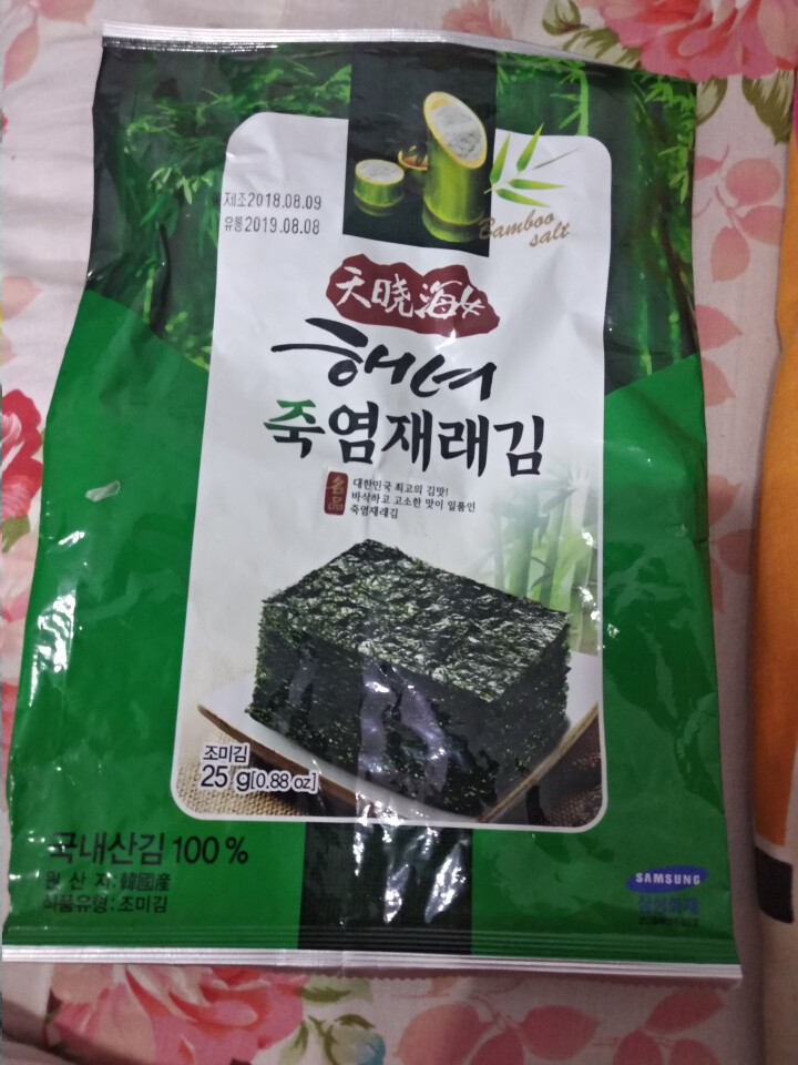 韩国进口 天晓海女海苔 儿童宝宝即食休闲零食品 【低盐】即食紫菜片 寿司拌饭海苔卷25g 竹盐味怎么样，好用吗，口碑，心得，评价，试用报告,第2张