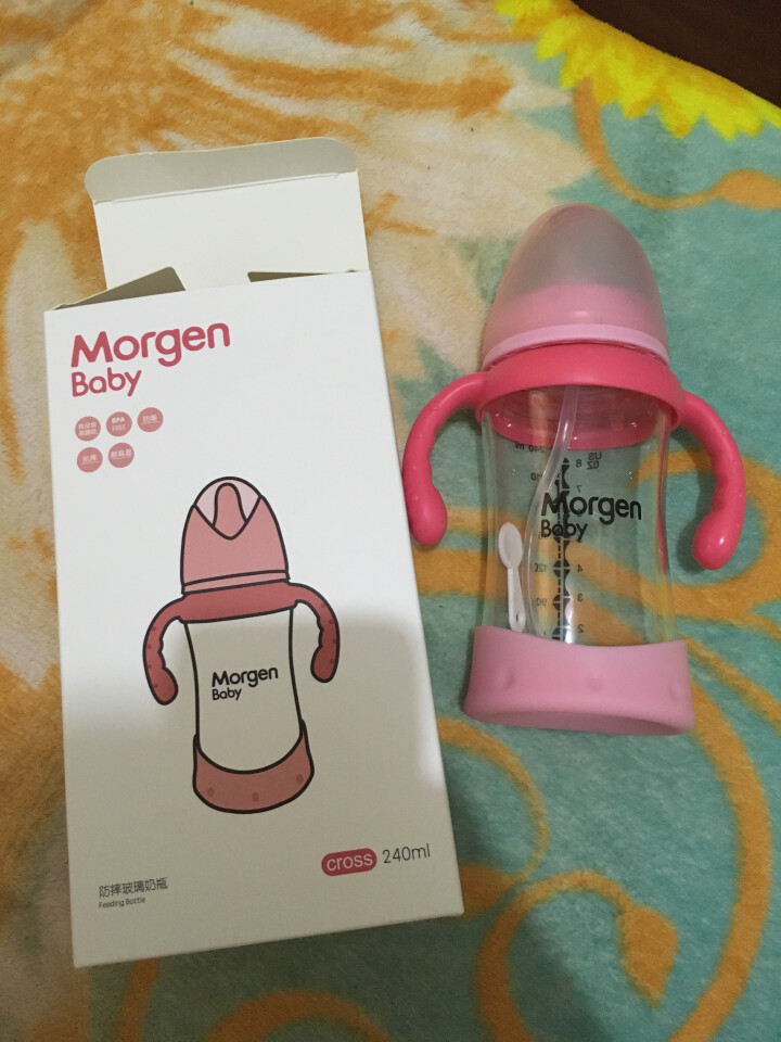 MorgenBaby新生儿玻璃奶瓶婴儿吸管 魔幻粉 240ml 【6个月+】怎么样，好用吗，口碑，心得，评价，试用报告,第4张