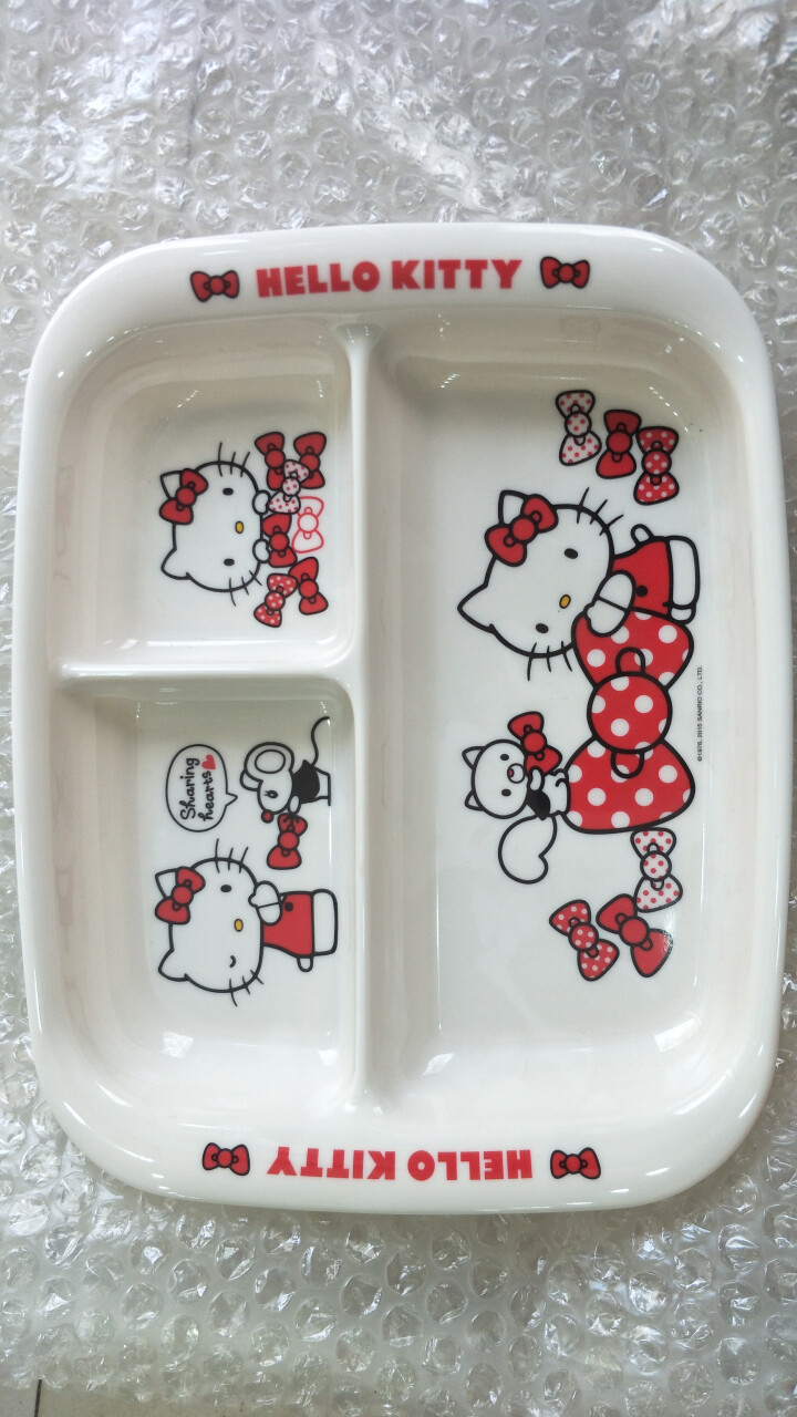 五和（WUHE） hello kitty凯蒂猫儿童餐具家用碗可爱女学生儿童餐具婴儿餐具分格盘 三格盘KT,第2张