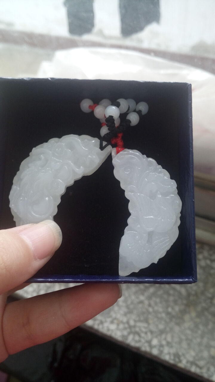 好利得 白玉龙凤一对吊坠方解石玉男女款情侣