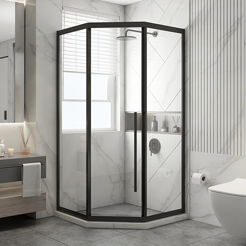 心海伽蓝淋浴房钻石型隔断玻璃推拉移门卫生间浴屏淋雨洗澡间厕所折叠