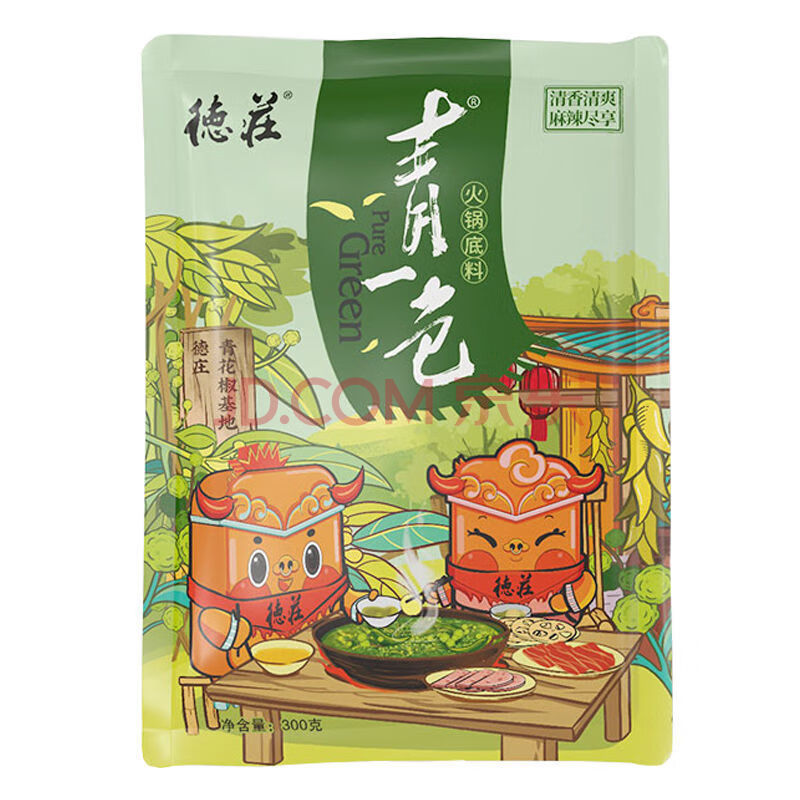 德庄青椒火锅底料德庄清一色火锅底料300g青花椒青椒藤椒青色商用重庆清油家用300gx2 图片价格品牌报价 京东