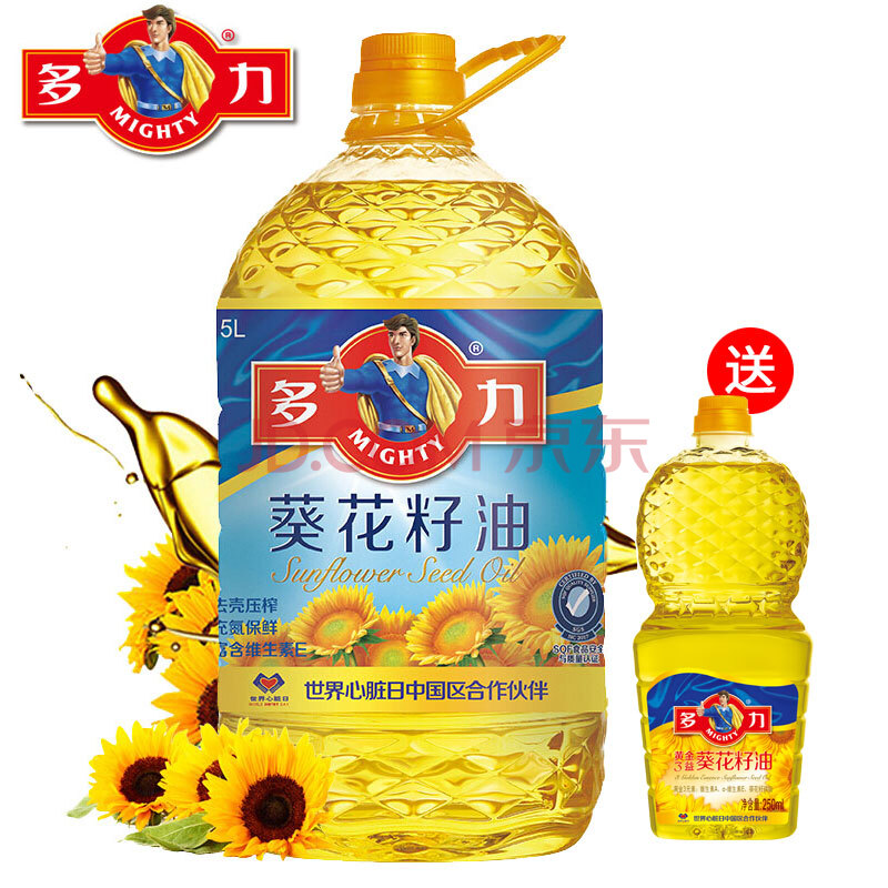 多力葵花籽油5l 物理压榨食用油买送250ml 图片价格品牌报价 京东