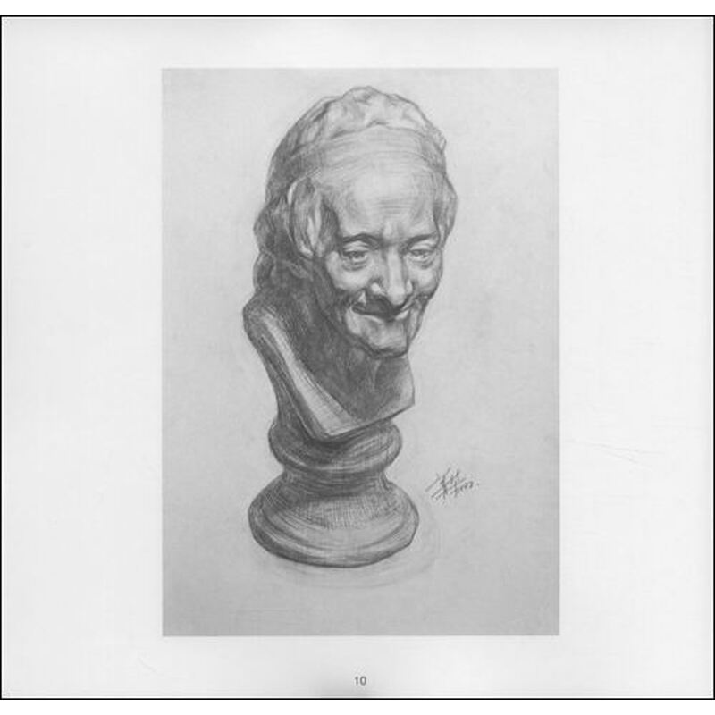 美术高考"心有灵犀"2:各角度的伏尔泰石膏像素描