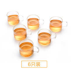 尚明(samaDOYO)高硼硅耐热耐高温玻璃小茶杯功夫茶杯白酒杯冲泡器带把 品茗杯咖啡杯 150ml 6只装