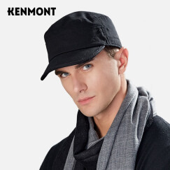 卡蒙（Kenmont）户外帽子男夏季棉帽子休闲鸭舌帽春秋英伦纯色平顶帽2528 黑色(全封款） 可调节 58.5cm