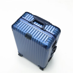 御旅全铝镁合金金属行李箱男万向轮商务拉杆箱女旅行箱硬箱登机箱硬箱空间登机箱子 深蓝色铝镁合金 29英寸