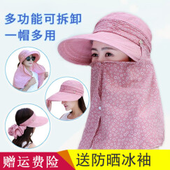 玉柳缘遮阳帽子女夏天太阳帽户外防紫外线防晒帽遮脸护脖颈骑车透气速干帽可折叠大沿沙滩凉帽 豆沙色