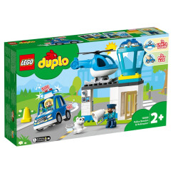 新款LEGO乐高得宝系列大颗粒拼插积木儿童男孩女孩玩具 10959警察局与警用直升机