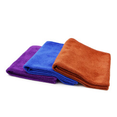 奥吉龙 洗车毛巾三条装 擦车布专用加厚吸水不掉毛多功能刷车巾蓝色紫色咖啡