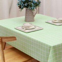 钟爱一生（CHERISHES LIFE） 防水桌布防油餐桌垫台布茶几布北欧隔热垫免洗台布桌垫子长方形 桌布 绿色格子90*137cm