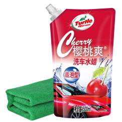龟牌（Turtle Wax）樱桃爽高泡蜡洗液500ml加毛巾套装洗车液水蜡汽车清洁剂泡沫清洗摩托去污汽车用品TC-4702