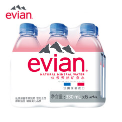 法国原装进口 依云（evian）天然矿泉水 330ml*6瓶  新老包装替换，随机发货