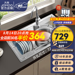 九牧（JOMOO）厨房水槽套装双槽单槽不锈钢加厚洗菜盆消音防凝露洗碗池 单槽水槽B款 750*450【含经典龙头】