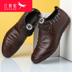 红蜻蜓男鞋子休闲皮鞋男士冬季新款单鞋韩版潮流青年 棕色 39 偏大一码