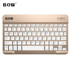 航世（B.O.W）HB030-Y键盘 无线蓝牙键盘 办公键盘 超薄便携 78键 手机平板ipad键盘 巧克力按键静音 金色