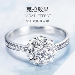 喜钻白18K金女人花钻石戒指奢华群镶求婚结婚钻戒送女友珠宝节日礼物 【4克拉效果】共108分FG色