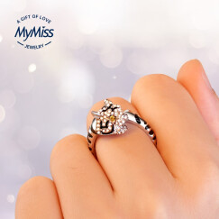 MyMiss银戒指女食指开口指环十二生肖戒子银饰品生日新年礼物送女友老婆 虎