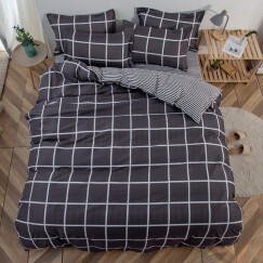 雅巢简约磨毛床上四件套床单被套枕套件套学生宿舍1.5米床上用品套件 梦格 1.5床适用(被套150*200cm)