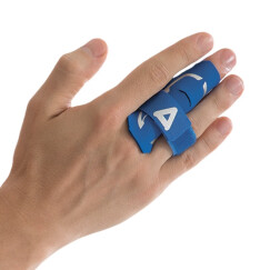 AQ护指篮球护指排球指关节护指绷带加压加长护手指套装备运动护具 蓝色加压款B30922 L/XL指围6.4-7cm 单只