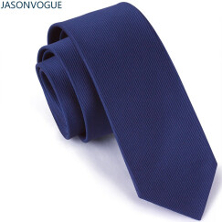 JASONVOGUE百搭男士领带新郎结婚纯色休闲窄领带男6CM小领带韩版潮礼盒装 藏青色