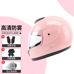 Andes HELMET电动车自行头盔男防雨防雾头盔女士冬天保暖全盔安全帽冬季四季 粉笑脸（配手套）防雾 均码